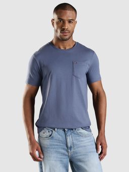 Tommy Hilfiger - Solid Regular Fit Cotton T-Shirt - Blue