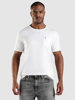 Tommy Hilfiger - Solid Regular Fit Cotton T-Shirt - White
