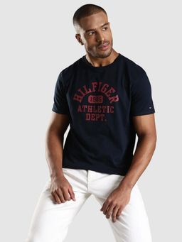 Tommy Hilfiger - Logo Regular Fit Cotton T-Shirt - Navy Blue