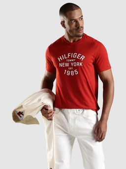 Tommy Hilfiger - Logo Regular Fit Cotton T-Shirt - Red