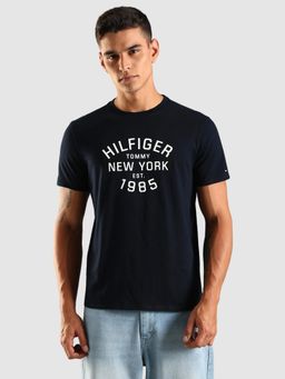 Tommy Hilfiger - Logo Regular Fit Cotton T-Shirt - Navy Blue