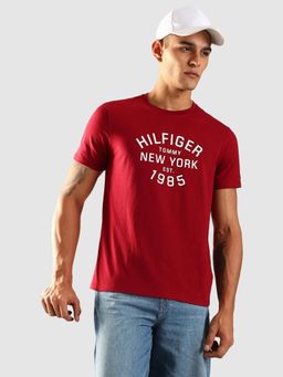 Tommy Hilfiger - Logo Regular Fit Cotton T-Shirt - Red