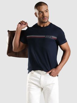 Tommy Hilfiger - Logo Regular Fit Cotton T-Shirt - Navy Blue