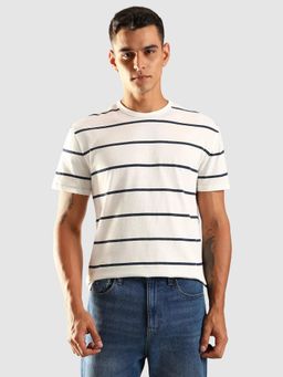 Tommy Hilfiger - Striped Regular Fit Cotton T-Shirt - White