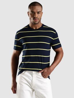 Tommy Hilfiger - Striped Regular Fit Cotton T-Shirt - Navy Blue