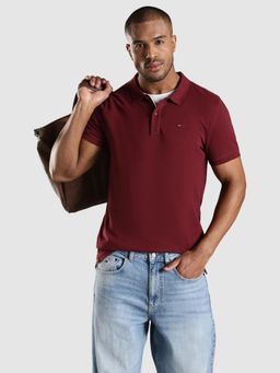 Tommy Hilfiger - Solid Slim Fit Cotton Polo T-Shirt - Maroon