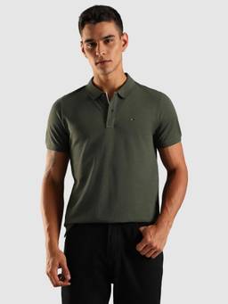 Tommy Hilfiger - Solid Slim Fit Cotton Polo T-Shirt - Green