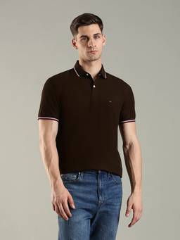 Tommy Hilfiger - Solid Regular Fit Cotton Polo T-Shirt - Brown