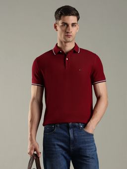 Tommy Hilfiger - Solid Regular Fit Cotton Polo T-Shirt - Red