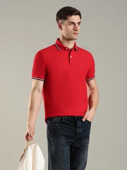 Tommy Hilfiger - Solid Regular Fit Cotton Polo T-Shirt - Red