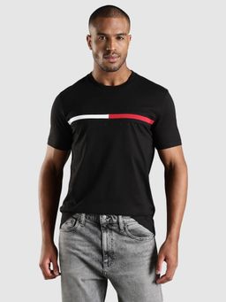 Tommy Hilfiger - Embroidered Logo Regular Fit Cotton T-Shirt - Black