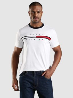Tommy Hilfiger - Embroidered Logo Regular Fit Cotton T-Shirt - White