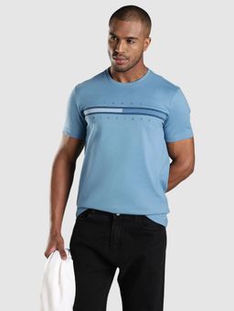 Tommy Hilfiger - Embroidered Logo Regular Fit Cotton T-Shirt - Blue