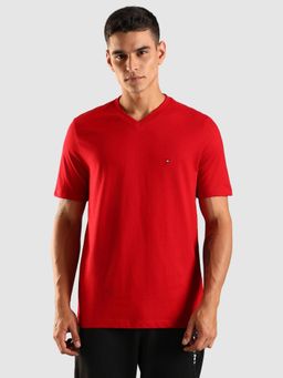 Tommy Hilfiger - Solid Regular Fit Cotton T-Shirt - Red