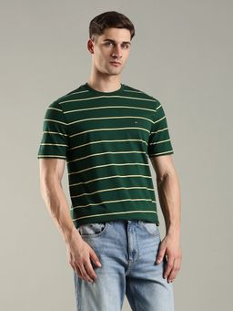Tommy Hilfiger - Striped Regular Fit Cotton T-Shirt - Green
