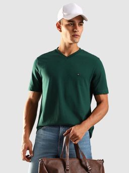 Tommy Hilfiger - Solid Regular Fit Cotton T-Shirt - Green