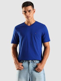 Tommy Hilfiger - Solid Regular Fit Cotton T-Shirt - Blue