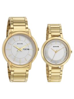 Sonata - NP770318141YM01 White Dial Analog Watch for Couple