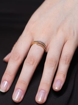 CAO JEWELLERY - Shiny Cubic Zirconia Geometry Layered Ring Size 7
