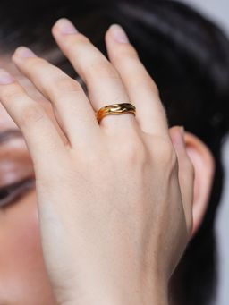 CAO JEWELLERY - Stainless Steel Irregular Wave Opening Ring