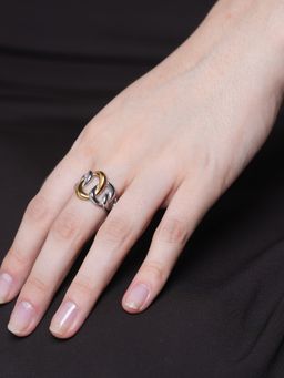 CAO JEWELLERY - Gold And Silver Combination Twisted Hollow Ring