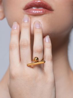 CAO JEWELLERY - T Shaped Ball Open Ring