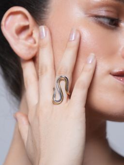 CAO JEWELLERY - Two-Tone Double Layer S Shaped Open Ring