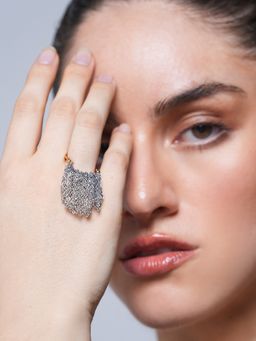 CAO JEWELLERY - Gold And Silver Colour Block Fringe Ring