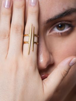 CAO JEWELLERY - Parallel Double-Layer Line Hollow Vintage Open Ring