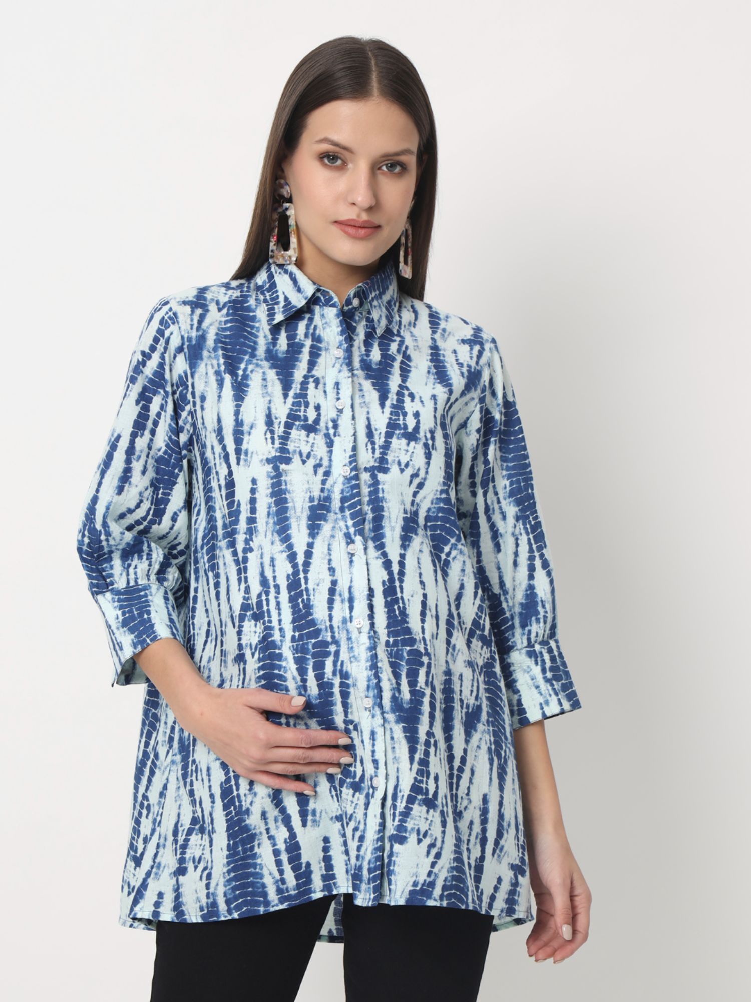 angloindu Blue Tye Dye Maternity Shirt-picture-21