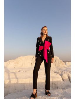Label Iris - Neeti Mohan In Black Embellished Blazer with Pant and Bow