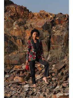 Label Iris - Rose Flower Blazer with Bustier and Pant