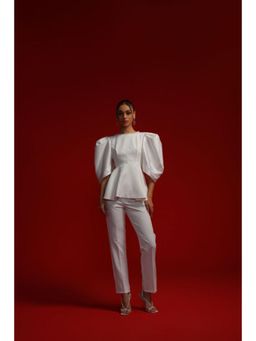 Label Iris - Ivory Peplum Top with Trouser Co-Ord's