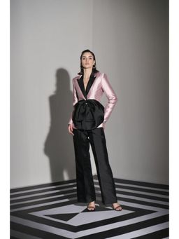 Label Iris - Rose Pink and Black Blazer with Pant and Bow