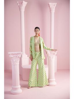 MANDIRA WIRK - Pistachio Breeze Printed Co-Ord Set With Bralette