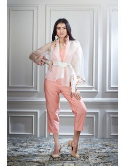 MANDIRA WIRK - Soft Organza Jacket With A Bustier And A Crop Pants
