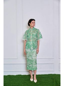 TheRealB - Green And White Embroidered Skirt Top Co-Ord's