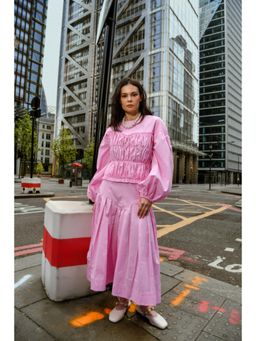 TheRealB - Pure Cotton Ruched Top And Pleated Skirt Set