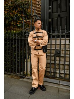 TheRealB - Men's Beige Co-Ord Set With Contrast Black Strap Detailing