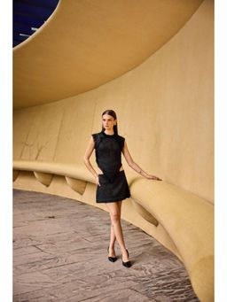 TheRealB - Black Jacquard Fringe Detail Top And Skirt