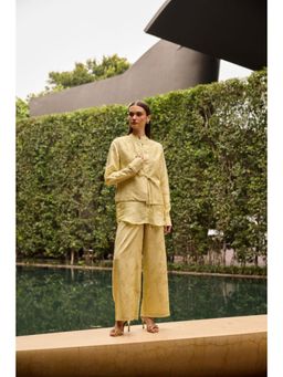 TheRealB - Butter Yellow Jacquard Vest Shirt With Pant