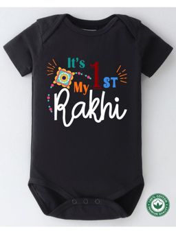 BLUSHES - Black Raksha Bandhan Theme Half Sleeve Romper