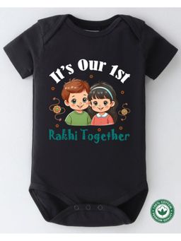 BLUSHES - Black Raksha Bandhan Theme Half Sleeve Romper