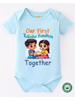 BLUSHES - Blue Raksha Bandhan Theme Half Sleeve Romper