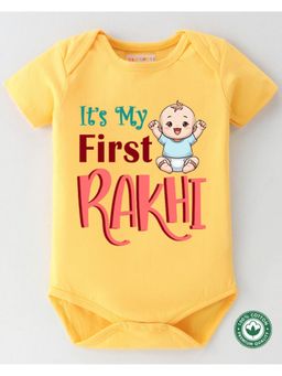 BLUSHES - Yellow Raksha Bandhan Theme Half Sleeve Romper