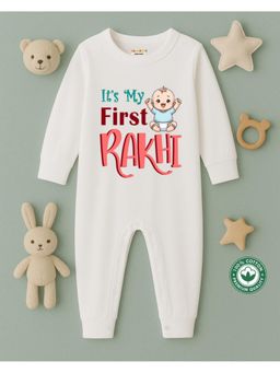 BLUSHES - White Raksha Bandhan Theme Full Sleeve Bodysuit
