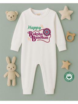 BLUSHES - White Raksha Bandhan Theme Full Sleeve Bodysuit