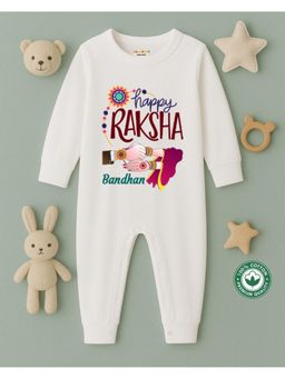 BLUSHES - White Raksha Bandhan Theme Full Sleeve Bodysuit