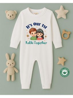 BLUSHES - White Raksha Bandhan Theme Full Sleeve Bodysuit