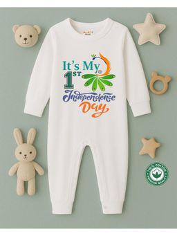 BLUSHES - White Independence Day Theme Full Sleeve Bodysuit